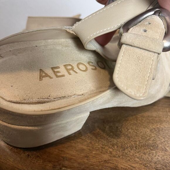 Aerosoles Crisscross Molded Footbed Block Heel Sandal Leather Suede Women’s 9 - Picture 7 of 10